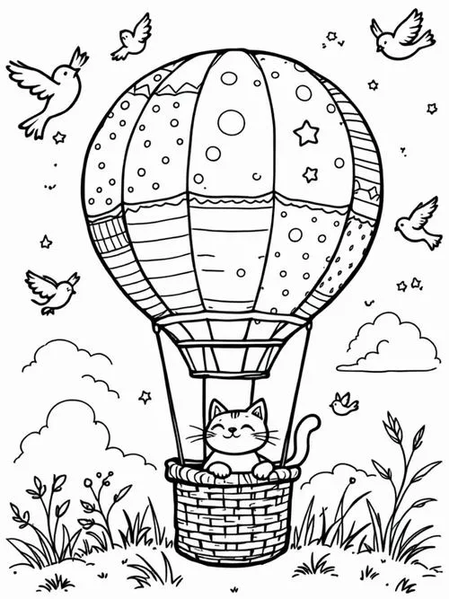 Bộ tranh tô màu khinh khí cầu cho giờ chơi cuối tuần vui vẻ