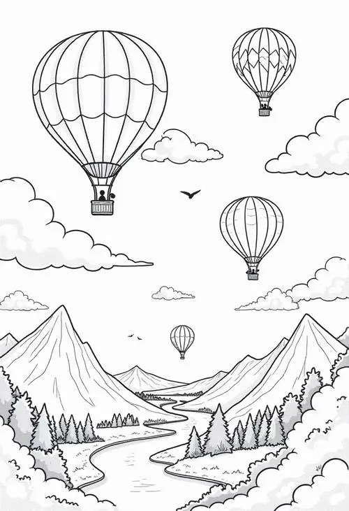 Tô màu khinh khí cầu đơn giản mà bé nào cũng thích mê