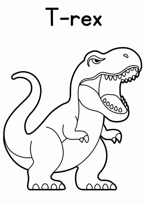 24 Trang tô màu T Rex đứng hai chân khiến bé thích thú vô cùng.