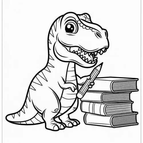 9 Bức tranh tô T Rex đang chạy qua đồng cỏ tiền sử cho bé 3 tuổi.