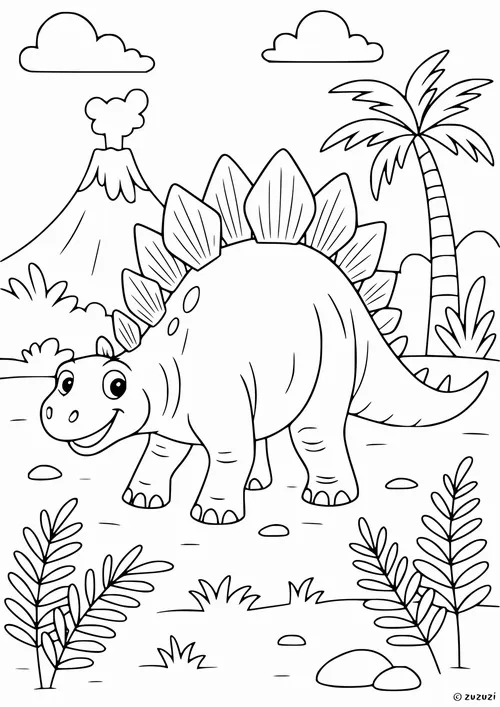 114 Hình tô màu Stegosaurus gai lưng giúp bé nhận biết hình dạng