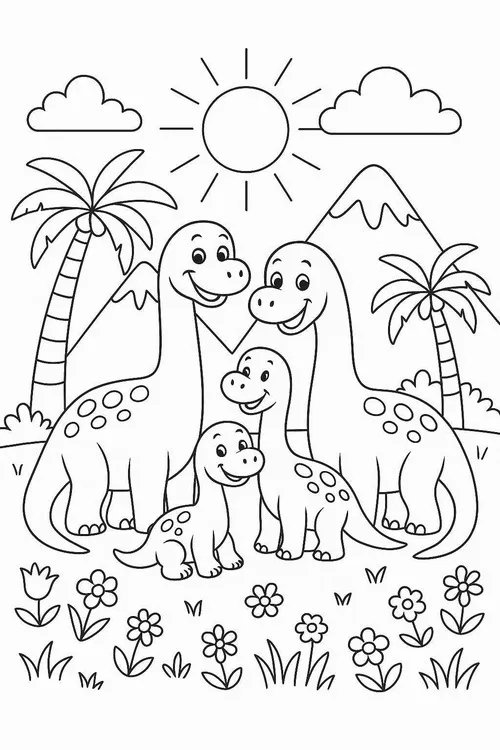 113 Bộ tranh tô khủng long bạn bè chơi cùng nhau cho bé 3 tuổi