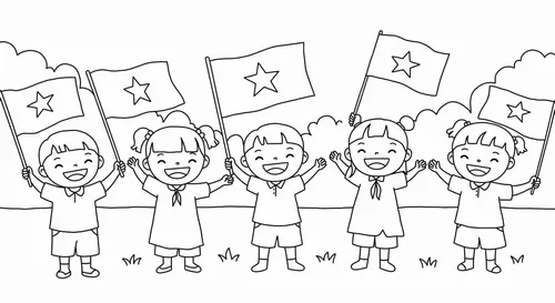 16 Tờ giấy tô màu lá cờ đỏ rực nhìn rất đẹp