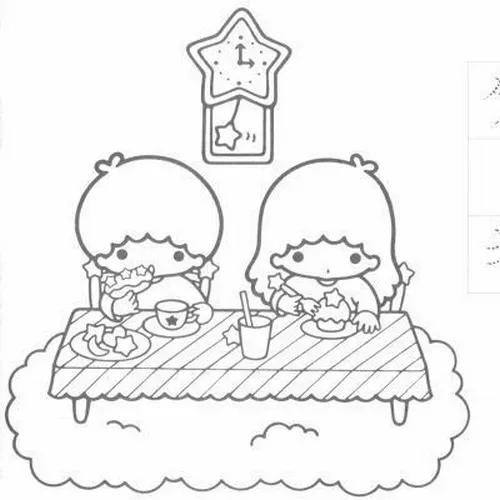 Hình tô màu Kiki cầm đũa phép tạo sao nhỏ cute.