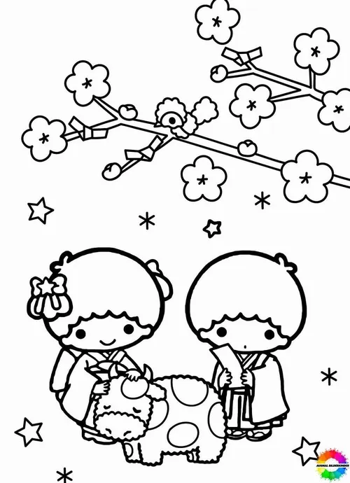 Mẫu tranh tô màu Lala cầm nơ nhỏ pastel xinh xắn.