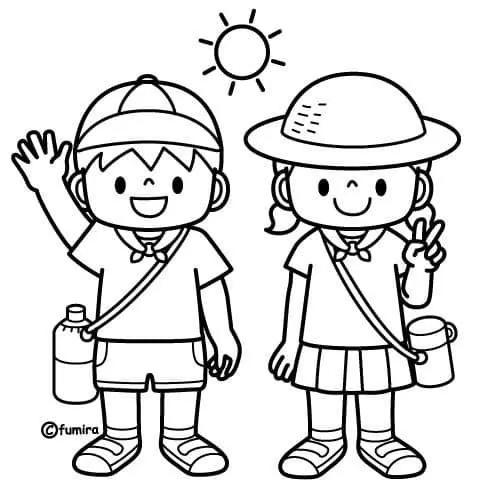 Trang tô màu bé cùng bạn đọc sách dưới cửa sổ nắng đẹp