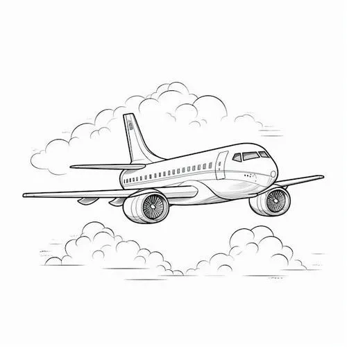 Tranh tô màu máy bay bay trên bầu trời cho bé tập trung hơn