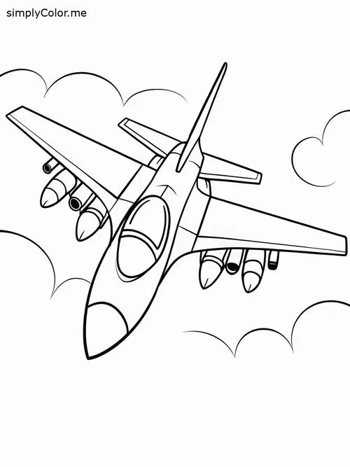 Trang tô màu máy bay có sao vàng thân máy bay