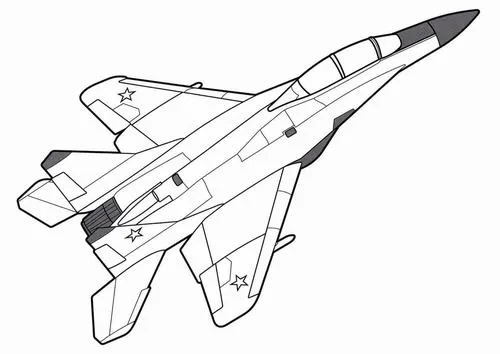 Hình vẽ tranh tô màu máy bay chiến đấu radar hiện đại