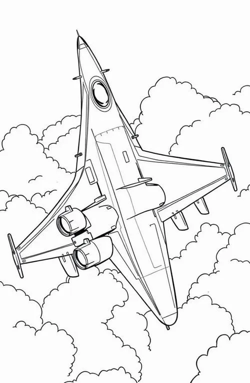 Tải tranh tập tô máy bay đánh chặn cho bé 5 tuổi