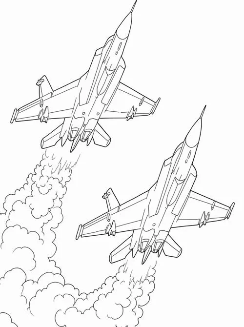 Hình vẽ tranh tô màu F16 cánh dài sắc nét