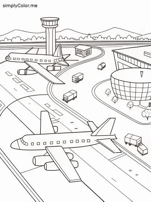 Bé tập tô màu máy bay dân dụng mũi máy bay rõ