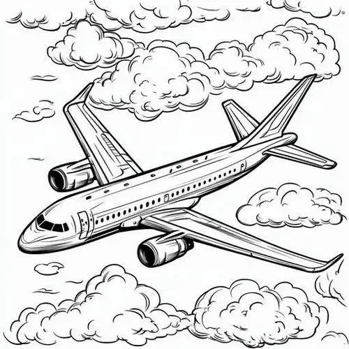 Hình vẽ tranh tô màu máy bay có đuôi đứng