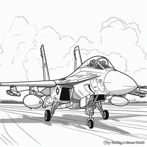 Trang học tô màu máy bay nhìn nghiêng nhiều chi tiết