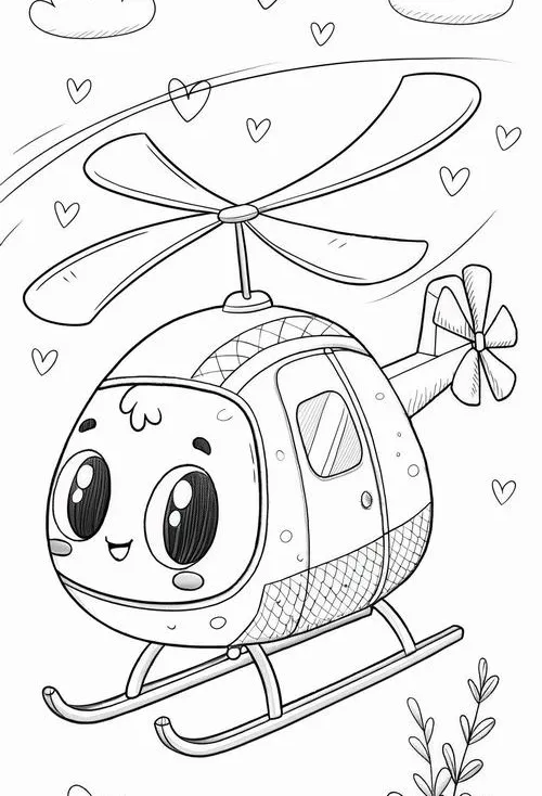 Tranh tô màu trực thăng cứu hộ giúp bé hiểu nghề nghiệp