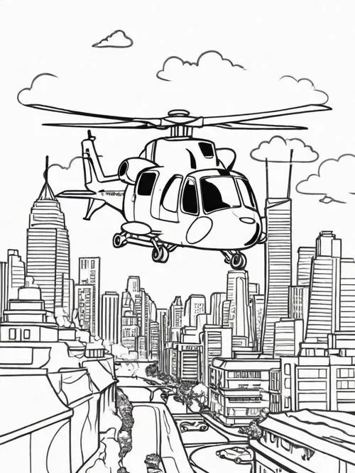 Máy bay trực thăng cảnh sát đơn giản dễ tô cho trẻ mầm non