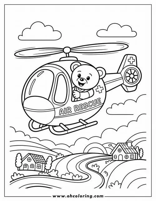 Mẫu tranh tô màu máy bay cánh quạt đứng cho trẻ em