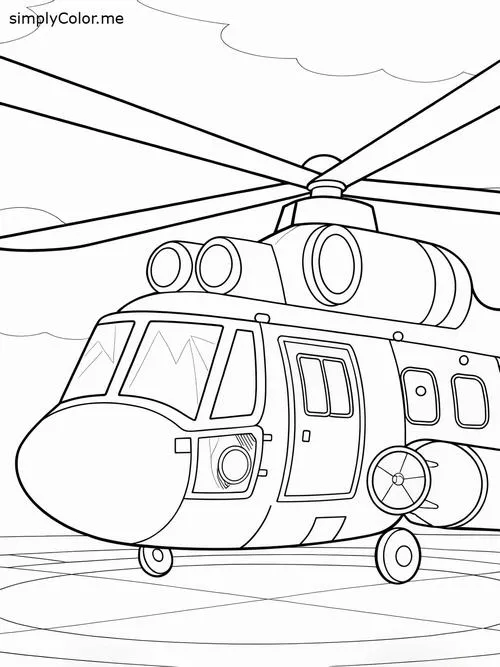 Tải tranh tập tô máy bay trực thăng cute cho bé 5 tuổi