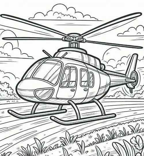 Tranh bé tập tô máy bay cánh quạt đứng hạ cánh linh hoạt