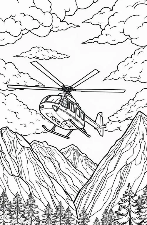 Bức tranh tô trực thăng cảnh sát làm nhiệm vụ khẩn cấp cho bé 3 tuổi