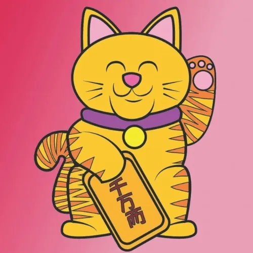 1 Tranh tô màu chú mèo Thần Tài cầm đồng Koban vàng cực dễ thương