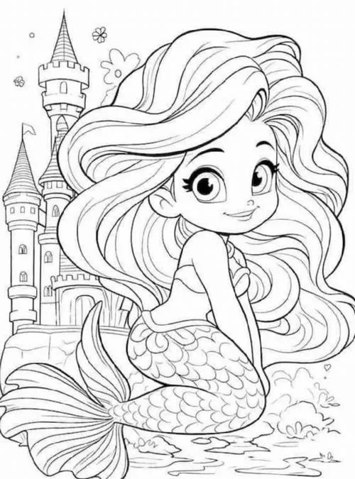 17 Bé học tô màu nàng tiên cá Ariel và thế giới đại dương sinh động
