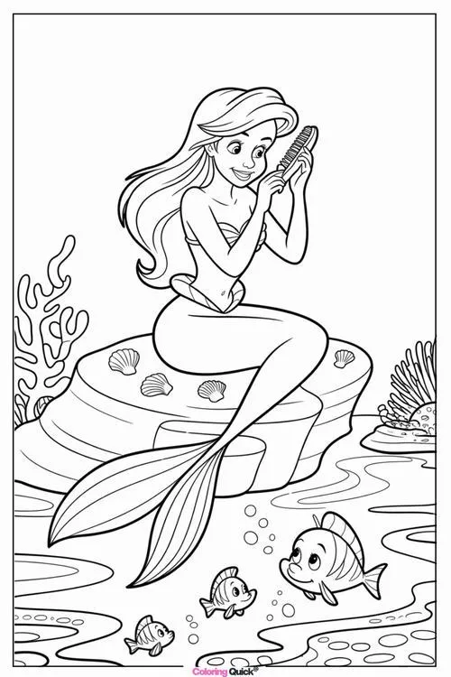 25 Tờ giấy tô màu nàng tiên cá vây xanh cho trẻ 4 tuổi