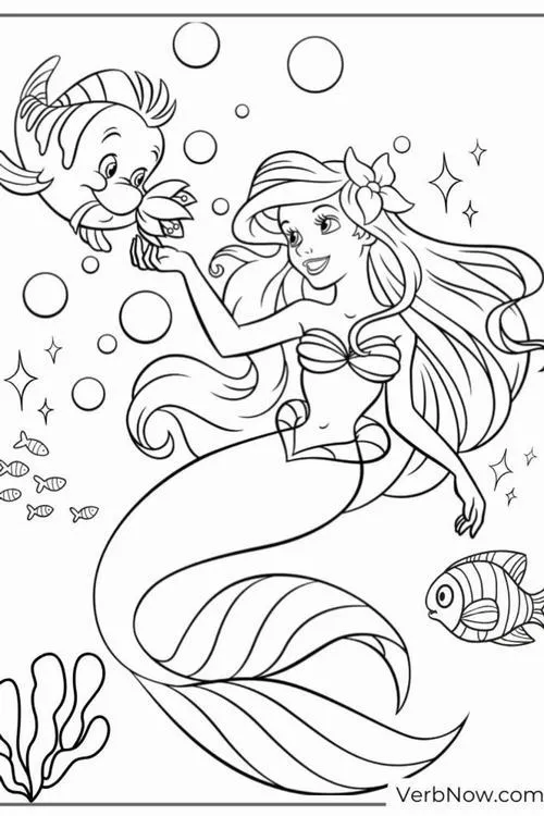 28 Trang tô màu công chúa biển cho bé 3 tuổi vui