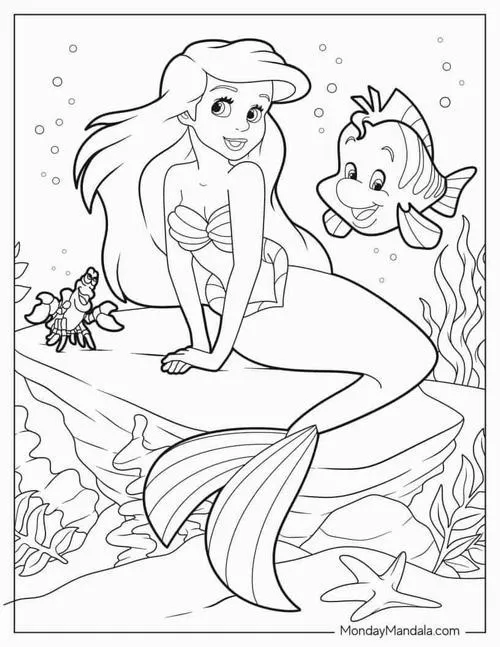 31 Cách tô nàng tiên cá Ariel với tóc đỏ và vây xanh