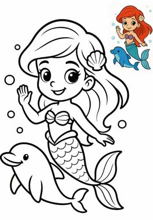 3 Hình vẽ tô màu nàng tiên cá dễ thương cho giờ chơi cuối tuần