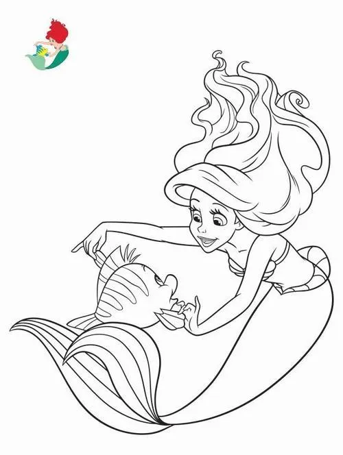 7 Trang học tô màu Ariel tóc đỏ giúp bé rèn tay khéo léo