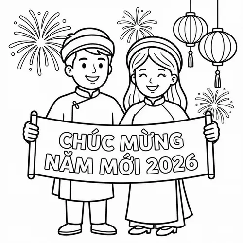 3 Bộ Tranh Tô Màu Ngày Tết Nguyên Đán 2026 giúp bé khám phá sắc xuân truyền thống