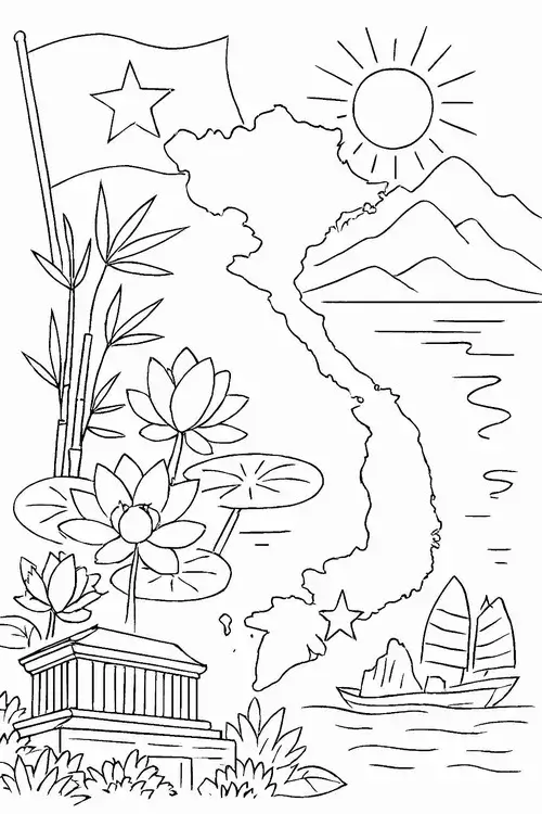 5 Bức tranh tô ngày tết quê em thật mộc mạc cho bé 3 tuổi