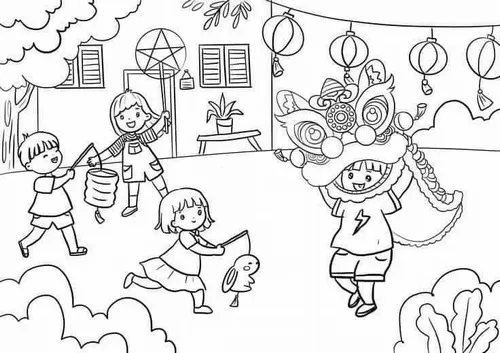 7 Bé tập tô tranh ngày tết quê em với hoa mai và mái nhà tranh