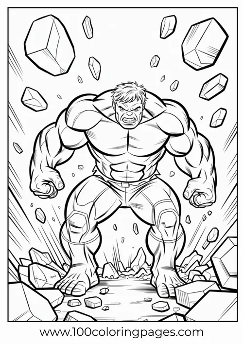 45 Tranh Tô Màu Người Khổng Lồ Xanh Hulk với cơ bắp cuồn cuộn thân hình đồ sộ