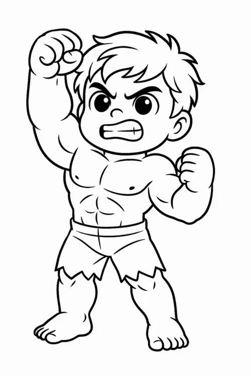 22 Tranh bé tập tô Hulk dáng đứng quyền lực cho bé 3 tuổi