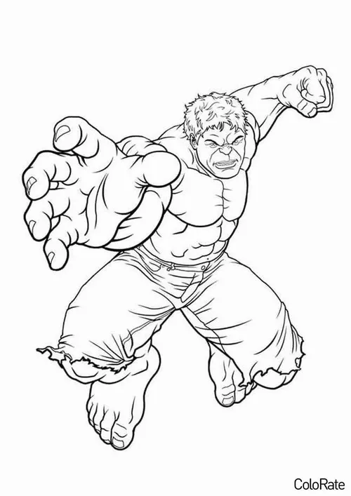 24 Bộ tranh tô màu Hulk quần tím rách rất rõ nét