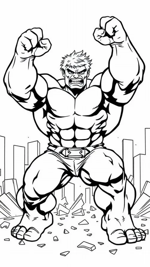 2 Hình tô màu Hulk nâng vật nặng giúp bé cảm nhận sức mạnh siêu anh hùng