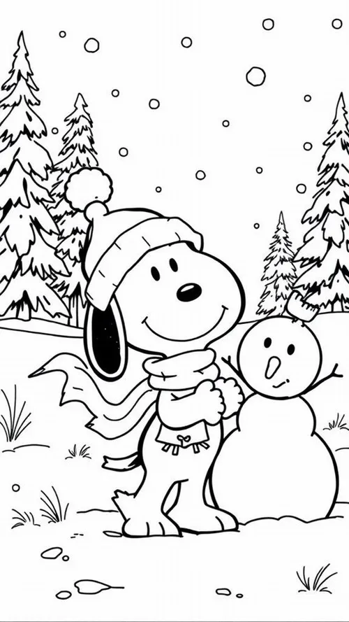 10 In hình tập tô người tuyết với chiếc mũ đỏ tươi cho trẻ 4 tuổi.