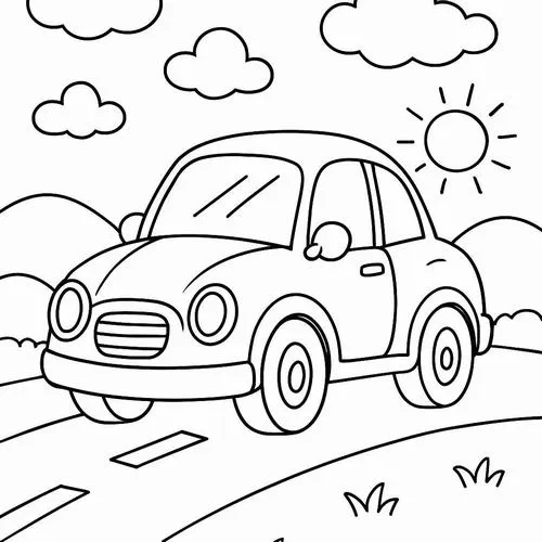 6 Tranh tô màu ô tô bánh to thân tròn nhìn là thấy thích