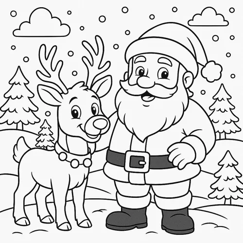 99 Bộ 88 Tranh Tô Màu Ông Già Noel cưỡi tuần lộc lung linh sắc đỏ mùa giáng sinh