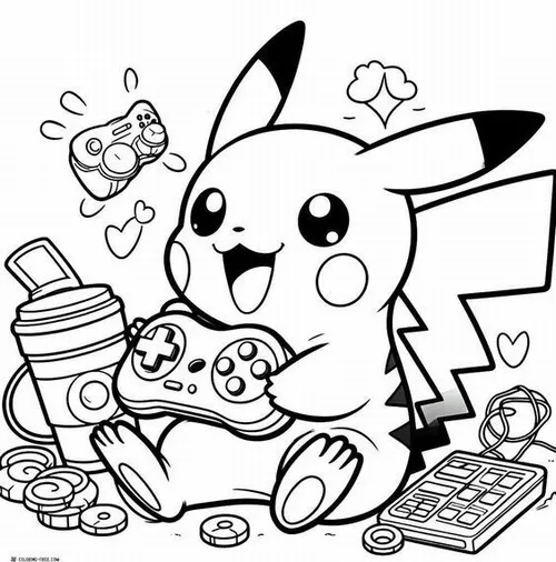 117 Tải tranh tập tô Pikachu ôm gối ngủ nhẹ nhàng.