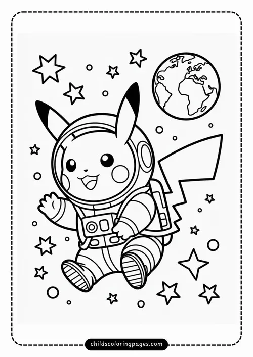 119 Tờ giấy tô màu Pikachu ngồi đọc sách khuyến khích bé học tập.