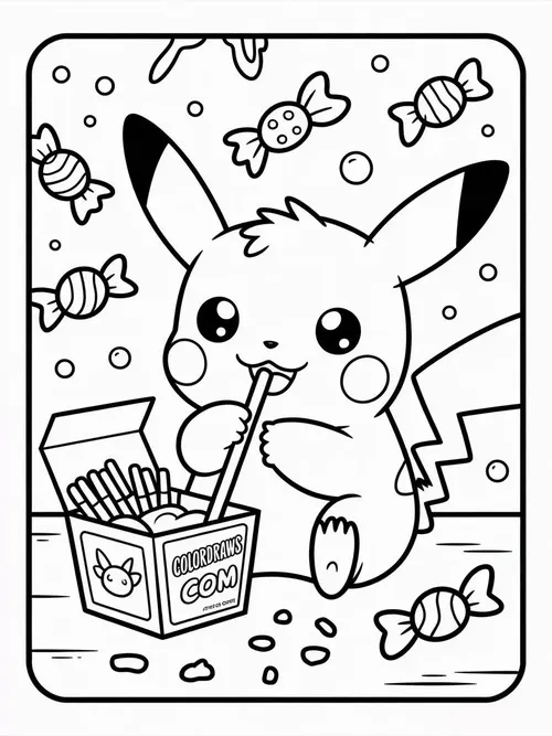 123 Mẫu tranh tô màu Pikachu phồng má ngộ nghĩnh tạo thích thú.