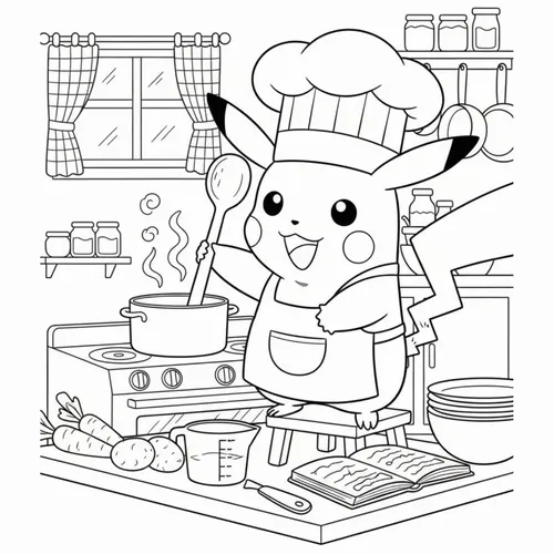 124 Bộ tranh tô màu Pikachu nhiều tư thế vui tươi cho trẻ 6 tuổi.