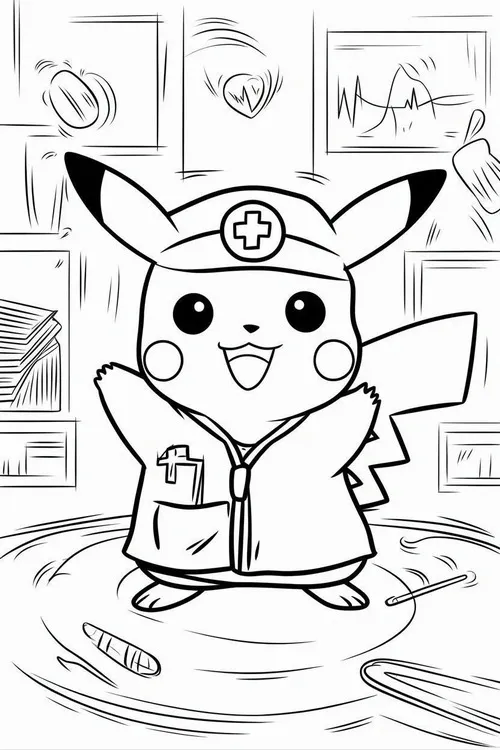 114 Tranh tô màu Pikachu tạo dáng chiến đấu kích thích trí tò mò.