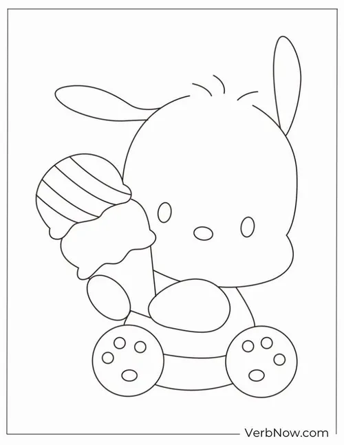 13 Trẻ học tô màu Pochacco với đường viền rõ và thân trắng xinh.