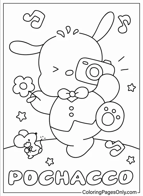 45 Tranh Tô Màu Pochacco ngộ nghĩnh tạo hứng thú tránh xa điện thoại cho bé