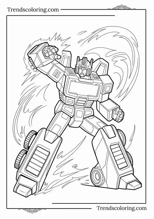 51 Tranh tô màu robot có cánh bay trên trời