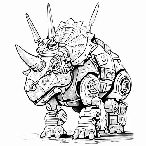 1 Tranh tô màu robot khủng long mạnh mẽ cho bé mê máy móc